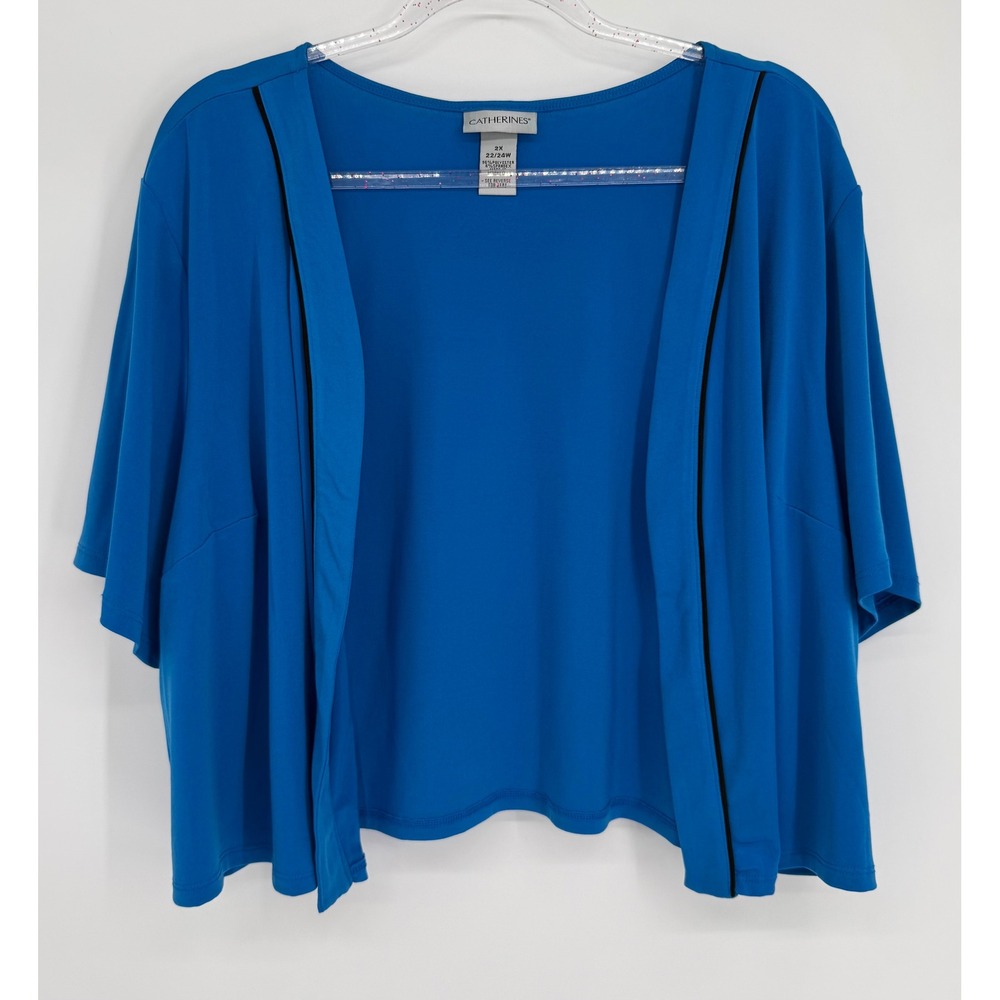 Catherines Royal Blue Open Front Shrug Bolero Short Sleeve Plus Sz 2X 22/24W